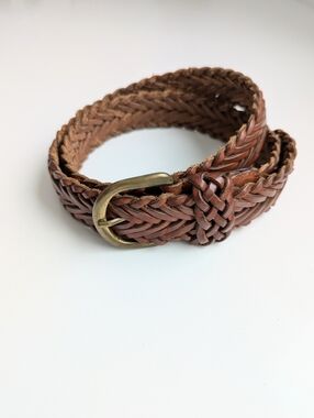 Pennyblack Vintage Italian Woven Braided Leather Belt – Cognac Brown